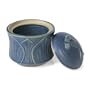 Ceramic Blue Sugar Bowl-Fish with Leaf Pattern "Claymation Sugar Bowl [Fish with Leaf Patte...