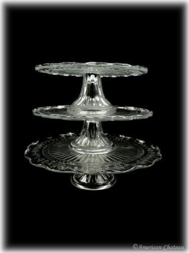 3-tier Depression Glass Pedestal Cake Stands 12
