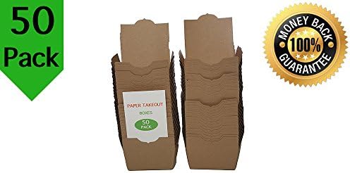 50 Pack Paper Take Out Boxes Microwavable Safe With Poly Coated Inside And Tuck Top Prevent Spillage and Mess 4 3/8"x 3 1/2 x 2 1/2 50 Bulk Pack 26 OZ Each Used To Store Left Over Food Party