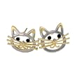 Gold / Sl Cats Stud Earrings