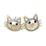Gold / Sl Cats Stud Earrings