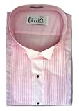 Chaplin Pink Tuxedo Shirt with Wing Tip Collar, One Button Cuff, with Pleats