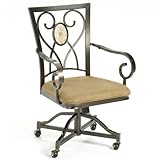 Set of 2 Dining Chairs with Casters in Brown Powder Coat Finish