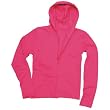 Fuschia bright Hot Pink Classic Fleece Raw Edge Hoodie for Junior and Girl Sizes. Fleece, unfinished edges