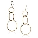 10k Yellow Gold Triple-Circle Diamond-Cut Earrings