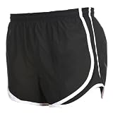 Black and White jersey white side stripe sport velocity shorts elastic waist