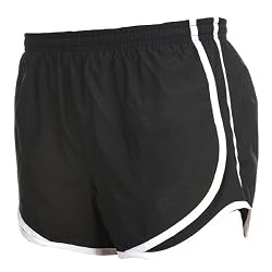 Black and White jersey white side stripe sport velocity shorts elastic waist