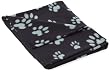 Trixie 37183 Fleecedecke Barney, 150x100 cm, schwarz mit grauen Pfoten