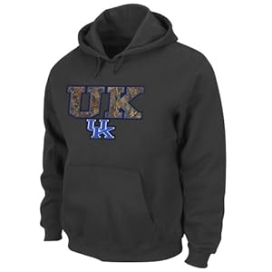 NCAA University of Kentucky Men's Hint of Destiny Hooded Pullover Fleece, Charcoal, Medium