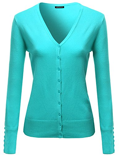 Basic Solid V Neck Sweater Cardigans Mint Size M