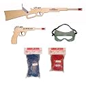 Magnum Rubberband Guns Old West Marshal Set Includes 1873 Winchester Rifle, Lawman Pistol, Goggles, 4oz Bag of Red Ammo Size 32 and 8oz Bag of Blue Ammo Size 125