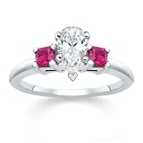 1.40 CT PEAR DIAMOND W PRINCESS PINK SAPPHIRE RING 18K