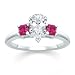 1.00 CT PEAR DIAMOND W PRINCESS PINK SAPPHIRE RING 18K