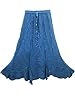 Womans Long Skirt Stonewashed Rayon Embroidered Blue Boho Peasant Skirts