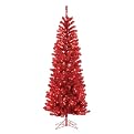 Slim Tinsel Pre-Lit Tree - Red (7')