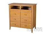 IMAGE OF Tv Console with 6 Drawers in Maple Finish Acs008964
