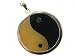 Yellow Jade and Onyx Large Ying-Yang Pendant, 14k Gold