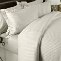 1200-Thread-Count Egyptian Cotton 4PC 1200TC Bed Sheet Set, King, Ivory Stripe 1200 TC