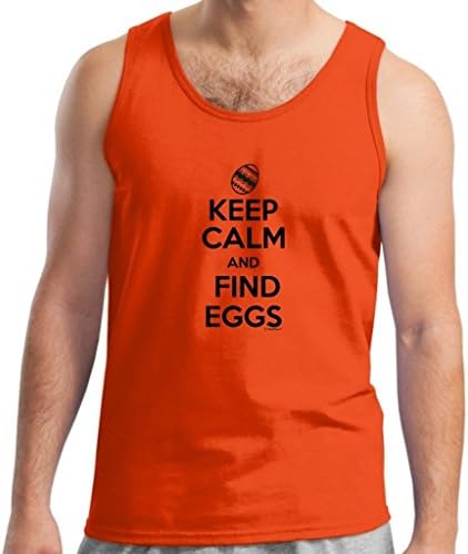 Keep Calm and Find Eggs, Easter Tank Top Large Orange