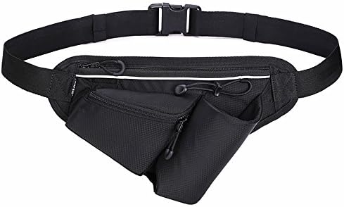 YAHER Triangle Running/Hiking/Cycling/ Traveling/Camping/Outdoor Sports Waist Bag/Belt Adjustable Strap Waist Bag Pack with Water Bottle Holder Pocket (Black)