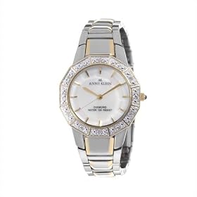 AK Anne Klein Women's Gold-Tone Diamond Accented Watch #108673MPTT