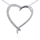 Duet Of Hearts Sterling Silver And CZ Diamond Classic Heart Design Pendant Necklace