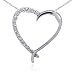 Duet of Hearts: Sterling Silver Rhodium Finish and Cubic Zirconia Classic Heart Design Pendant Necklace