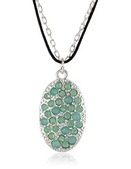Kensie "Shooting Star" Silver-Plated Oval Mint Stone Pendant Necklace