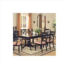 Wildon Home 101311 Karina Double Pedestal Dining Table in Black