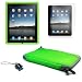(Green Skin) Apple iPad skin silicone case / leather case for iPad 3G cover neoprene sleeve case accessory bundle + screen protector + MiniSuit LCD Cleaner