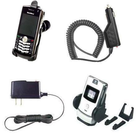 BLACKBERRY 8100 PEARL ACCESSORIES BUNDLE (CAR CHARGER + HOME WALL CHARGER + BELT CLIP HOLSTER + CAR MOUNT PHONE HOLDER)