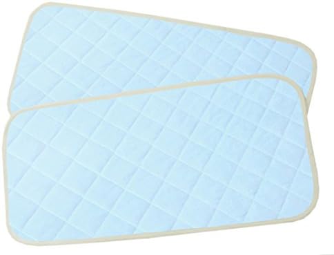 Washable Waterproof Changing Pad Liners Bamboo Fabric Terry Cloth Quilted ♦ Multi Use Portable Changing Mat ♦ 2 Pieces ♦ (Baby Blue Color)