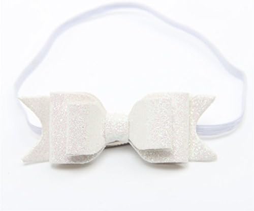 Everain Shiny Sequined Bow Baby Girl Hairband Girl Headband Headdress (White)