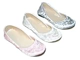 Girls Sequin Beaded Fancy Flats Dress Shoes