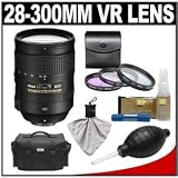 Nikon 28-300mm f/3.5-5.6 G VR AF-S ED Zoom-Nikkor Lens with 3-Piece Filter Set + Case + Cleaning Accessory Kit for D3s, D3x, D3, D700, D300s, D90, D5000, D3100, D3000 Digital SLR Cameras