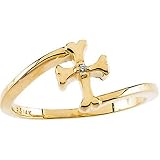 14K Yellow Gold Diamond Cross Children's Ring