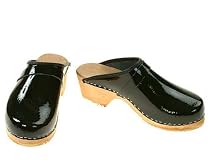 Berlin-Clogs Lackleder Clog - open heel , Farbe: schwarz