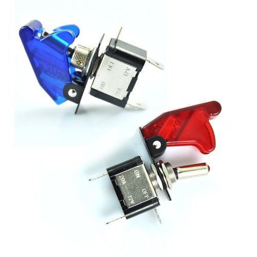 New 2-Pack On/off Metal Bat Toggle Switch Spst Illuminated Red Blue LED