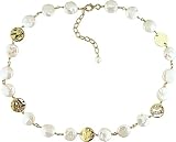 41c4X%2B3Wn9L. SL160  11 12mm Cultured Freshwater Coin Pearl, Gold Plated Silver Discs Necklace