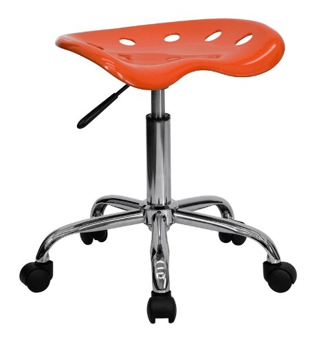Vibrant Tractor Seat and Chrome Stool (Orange Red) (20.25