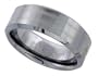 Tungsten 8 mm (5/16 in.) Comfort Fit Flat Wedding Band w/ 2 Stripes (Available in Sizes 5 to 14)