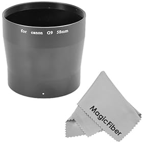 58mm High Quality Lens Adapter Tube for Canon PowerShot G7 & G9 + Premium MagicFiber Microfiber Lens Cleaning Cloth