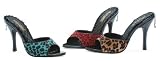 Penthouse PH315-Mae, 3 Inch Heel Pony Hair Leopard Print and Patent Mule