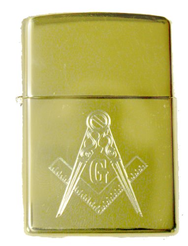 Zippo Masonic Mason G Gold Tone Lighter with Mason Symbol