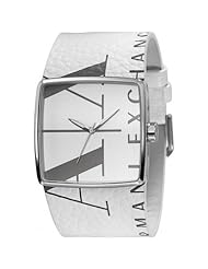 Armani Exchange Womens AX6000 White Leather Quartz Watch with White Dial