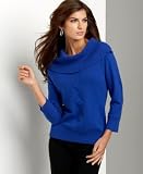 Apparel : Jones New York Cashmere Three-Quarter-Sleeve Cable-Knit Front Sweater
