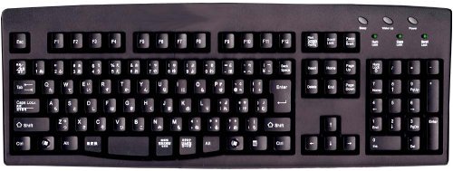 Japanese English (White Letters) Wired Black USB Computer Keyboard