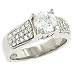 3 Row Pave Diamond Engagement Ring .60cttw (cz ctr)