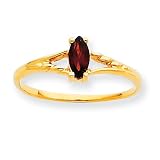 10k Polished Geniune Garnet Birthstone Ring