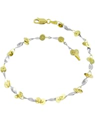 14 Karat Yellow & White Gold Swirl Anklet (9 inch)